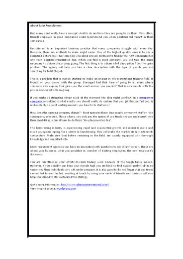 About Sales Recruitment