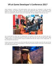VR at Game Developer’s Conference 2017