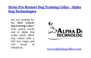 Sirius pro remote dog training collar - Alpha dog technologies
