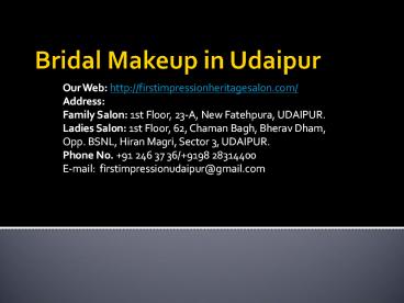Bridal Makeup in Udaipur - First Impression