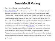 Sewa Mobil Malang Murah