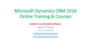MS Dynamics CRM 2016 |Online Training -Certification Courses