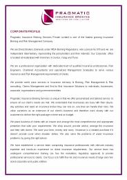 Pragmatic Insurance Broking Services Pvt Ltd - Company Profile