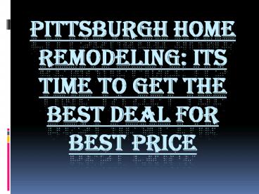 Pittsburgh home remodeling