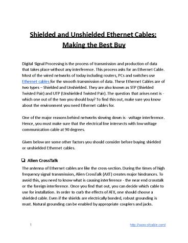 Shielded and Unshielded Ethernet Cables: Making the Best Buy