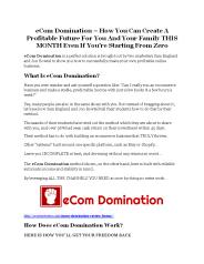 eCom Domination Review & HUGE $23800 Bonuses
