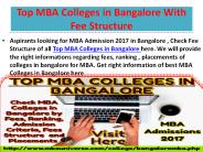 Top MBA Colleges in Bangalore With Fee Structure