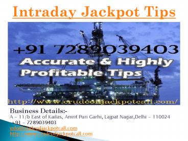 Intraday Jackpot Tips
