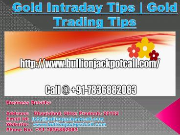 Gold Intraday Tips | Gold Trading Tips