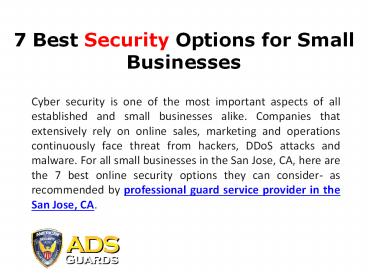 7 Best Security Options for Small Businesses