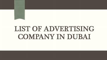 List of advertising company in Dubai
