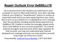 Repair Outlook Error 0x800ccc78