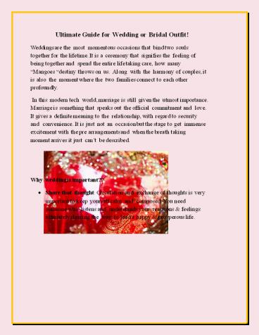 Ultimate Guide for Wedding or Bridal Outfit!