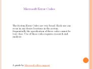 Microsoft Error Code