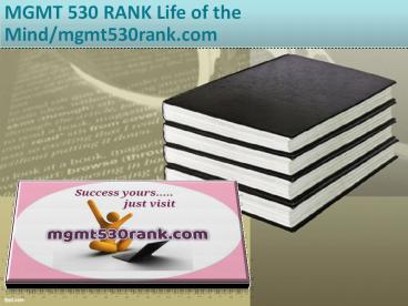 MGMT 530 RANK Life of the Mind/mgmt530rank.com