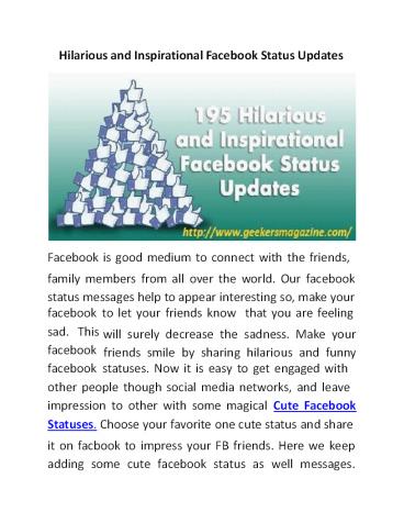 Hilarious and Inspirational Facebook Status Updates