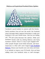 Hilarious and Inspirational Facebook Status Updates