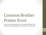 Common Brother Printer Error