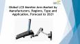 24 Market Reports: Global LCD Monitor Arm Market by Manufacturers, Regions, Type and Application, Forecast to 2021 PowerPoint PPT Presentation