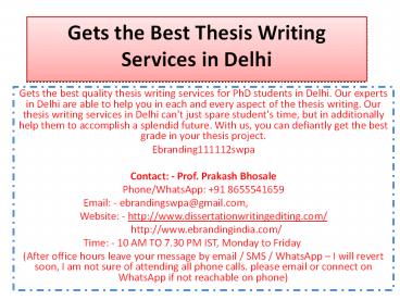 PPT – Gets the Best Thesis Writing Services in Delhi PowerPoint ...