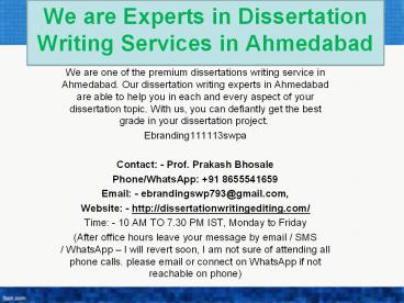 We are Experts in Dissertation Writing Services in Ahmedabad