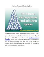 Hilarious Facebook Status Updates