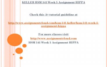 KELLER HSM 541 Week 5 Assignment HIPPA