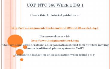 UOP NTC 360 Week 1 DQ 1