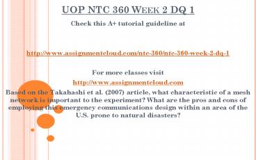 UOP NTC 360 Week 2 DQ 1
