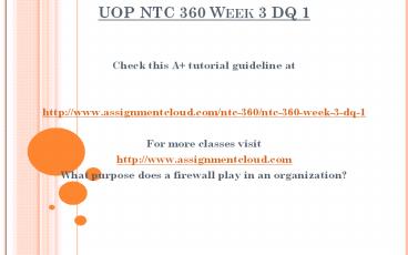 UOP NTC 360 Week 3 DQ 1