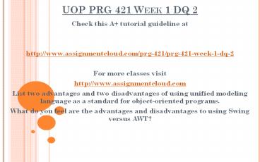 UOP PRG 421 Week 1 DQ 2