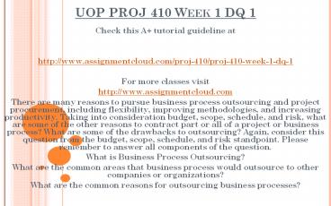DEVRY PROJ 410 Week 1 DQ 1