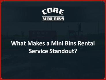 What makes a Mini Bins Rental Service Standout?