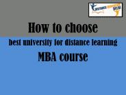 How to choose the best university for distance learning MBA course
