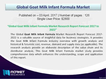 Trend of Goat Milk Infant Formula Market Technology and Market Overview