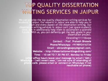 Top Quality Dissertation Writing Services in Jaipur