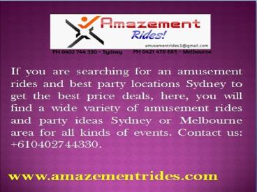 Amusement Rides for Hire- Profession & Cost Effective