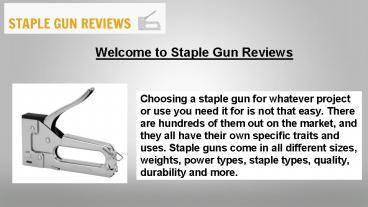 Electric Staple Guns - Staple Gun Reviews