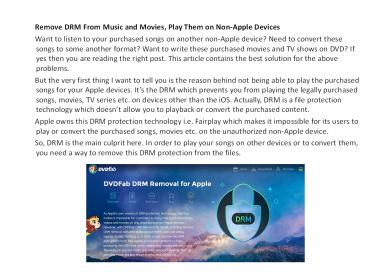 Remove DRM From Music and Movies, Play Them on Non-Apple Devices