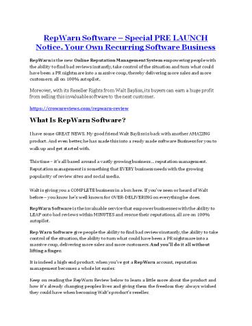 RepWarn review and (FREE) $12,700 bonus-- RepWarn Discount