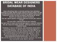 Bridal Wear Designers   database of India