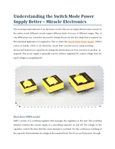 Understanding The Switch Mode Power Supply Better