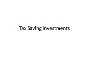 Tax Saving Investments