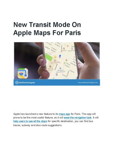New Transit Mode On Apple Maps For Paris