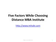 Five factors while choosing distance mba institute