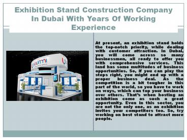 Exhibition Stand Construction Company In Dubai With Years