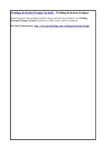 Wedding Invitation Designer In India