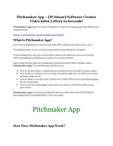 Pitchmaker App review & SECRETS bonus of Pitchmaker App