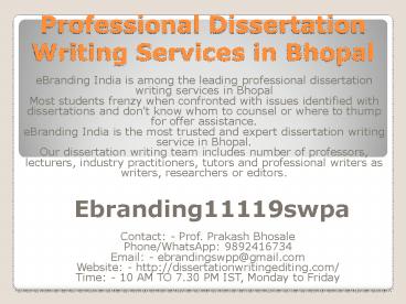 Professional Dissertation Writing Services in Bhopal