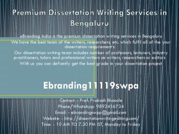 Premium Dissertation Writing Services in Bengaluru